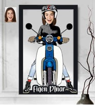 Kişiye Özel 3D  Ahşap Tablo Motorcu Kadın 30x40 -4
