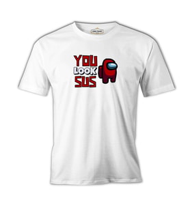 Among Us - You Look Sus Beyaz Erkek Tshirt