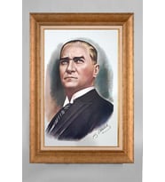 Altın Varaklı Paspartulu Çerçeveli Atatürk Tablo nt753