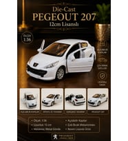 Peugeot 207 Beyaz Die-Cast Metal Model Araba 1:36 Ölçek 12 cm Çek Bırak Lisanslı