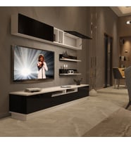 Decoraktiv Trendstyle 5220S Slm Tv Ünitesi Tv Sehpası - Beyaz Siyah (Siyah - Beyaz)