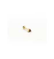 Kahve Zirkon Taşlı Üçgen Tragus Piercing – Gold, Anti Alerjik, Çelik Barlı, 8 mm