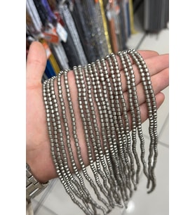 Hematit Taşı Silindir Kesim Mat Titanyum 4x4mm Doğal Taş Dizi