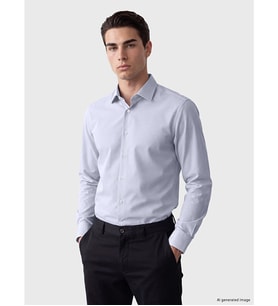 LCW BUSINESS Mavi Regular Fit Ekose Poplin Erkek Gömlek