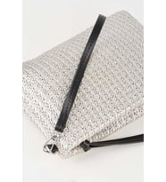 Kadın Bellis Örgü Hasır Gümüş Astarlı Suni Deri Bilek Askılı Portföy El Ve Clutch Çanta