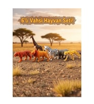 6'lı Vahşi Hayvanlar Figür Oyuncak Seti - Eğitici Safari ve Orman Hayvanları (Aslan, Kaplan, Zürafa)