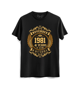 Vintage Gold Awesome Series November 1981 Siyah Tshirt