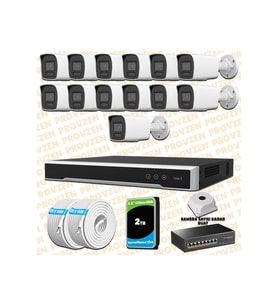 Provzen Hikvision 13 Kameralı 4MP IP Hibrit ColorVu Güvenlik Kamerası Mikrofonlu  Olay Anında bildirim
