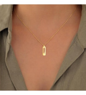 Kişiye Özel 925 Ayar Gümüş Minimalist Tüy Kolye (Gold)