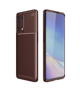 Oppo Reno 5 Pro 5G Kılıf Karbon Silikon Case (KAHVE)