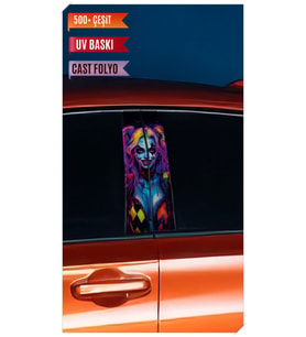 Araç Kapı Direk Kaplama Folyosu Joker Desenli (Sağ Sol Takım) (2 Adet) - 22x50 C (Çok Renkli)