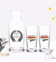 BK Gift Kişiye Özel Renkli Baskılı Düşünceler Yorgun Tasarımlı İkili Rakı Bardağı ve Karaf Hediye Seti-1 (Model 1)