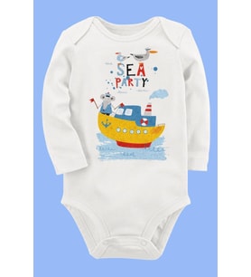 Organik Baskılı Pamuklu Unisex Bebek Body UZUNKOLE131