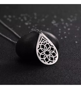 Kişiye Özel 925 Ayar Gümüş Su Damlası Model Tasarım Çiçek Kolye