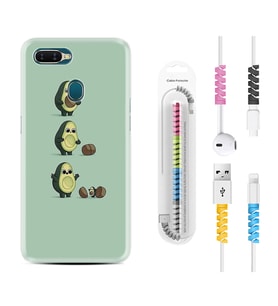 Oppo A5S A15 A16 A54 A55 A73 A74 Kılıf Kablo Koruma Spiral Silikon Avokadolar1352
