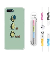 Oppo A5S A15 A16 A54 A55 A73 A74 Kılıf Kablo Koruma Spiral Silikon Avokadolar1352