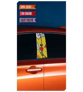 Araç Kapı Direk Kaplama Folyosu Pikachu Desenli (Sağ Sol Takım) (2 Adet) - 22x50 (Çok Renkli)