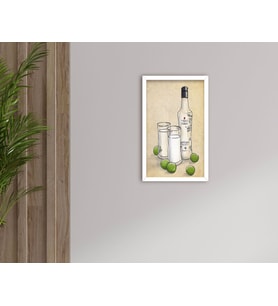BK Home Rakı Tasarımlı Dekoratif Ahşap Beyaz Çerçeveli Tablo-6