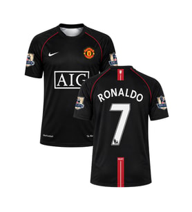 Ronaldo 2008 Manchester United Kısa Kollu Siyah Retro Futbol Forması