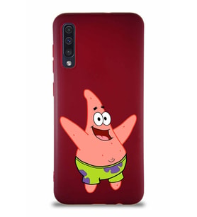 Samsung Galaxy A30S Soft Premier Kapak Patrick Yıldız Tasarımlı Silikon Kılıf - Mürdüm (Şeffaf)
