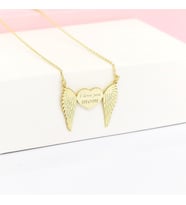 Kişiye Özel 925 Ayar Gümüş Melek Kanadı I Love You Mom Kolye