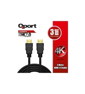 QPORT 3metre Q-HDMI32 HDMI Kablo Gold 4K 60HZ 1.4v 2.0V