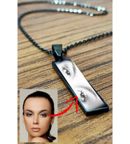 Kişiye Özel Göz Resim Baskılı Paslanmaz Çelik Kolye Eşe Sevgiliye Hediye eck43g (Siyah)