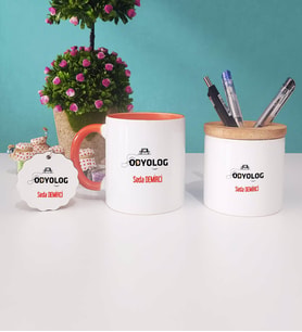 Odyolog Kupa Bardak Turuncu Kalemlik ve Anahtarlık