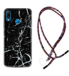 Huawei P20 Lite Mate 10 20 Lite Pro P40 Lite KılıfBoyun Asklı Rasta Silikon Black Marble 3 1382