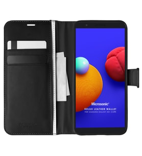 Microsonic Samsung Galaxy A01 Core Kılıf Delux Leather Wallet Siyah