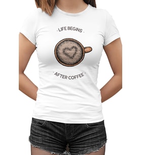 After Coffee Beyaz Kadın Tshirt