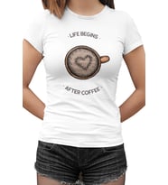 After Coffee Beyaz Kadın Tshirt