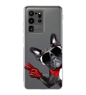 PrintiFy Samsung Galaxy S20 Ultra ile Uyumlu Köpek 2 Kamera Korumalı Şeffaf Kılıf