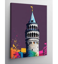 Kanvas Tablo Galata Kulesi Graffiti Efekt