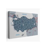 Türkiye Haritası Kanvas Tablo İl ve İlçeli Ayrıntılı Eğitici  Komşulu Tablo 3009