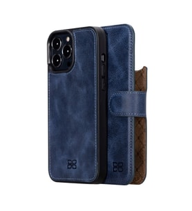 Bouletta Apple iPhone 13 Pro Uyumlu Deri Cüzdanlı Kılıf TN5 Lacivert