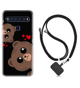 TCL 10L 10 Plus 10SE 20E 20SE 30 L7 Kılıf Boyun Askılı Silikon Love Animals 1780