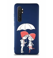 Xiaomi Mi Note 10 Lite Soft Premier Kapak Aşk Tasarımlı Silikon Kılıf - Lacivert (Şeffaf)