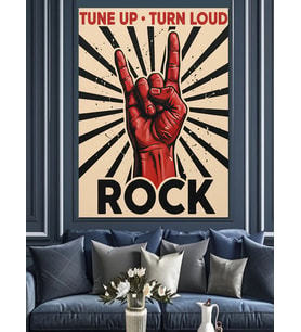 El İşareti Rock Müzik Dekoratif Kanvas - Mdf Ahşap Tablo