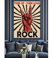 El İşareti Rock Müzik Dekoratif Kanvas - Mdf Ahşap Tablo