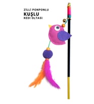Kuşlu Ponponlu Zilli Kedi Oltası