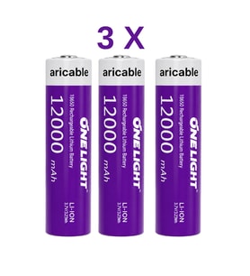 18650 Şarjlı Li-ion Pil 3.7V 12000mAh Yazılı 39 Gram Güçlü Batarya 3 ADET