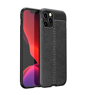 Apple iPhone 12 Pro Kılıf Zore Niss Deri Desenli Silikon Kılıf (Siyah)
