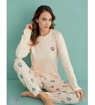 Mihra Kadın Bisiklet Yaka TERMAL Pijama Takımı 14101/10 - 1 Adet (Ekru)