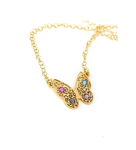 Swarovski Taşlı 925ayar Gümüş Üzerine Altın Kaplama Kelebek Kolye