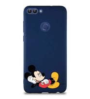 Huawei P Smart Soft Premier Kapak Mickey Mouse-F Tasarımlı Silikon Kılıf - Lacivert (Şeffaf)