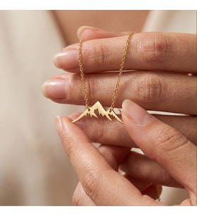 Kişiye Özel 925 Ayar Gümüş Minimalist Dağ Model Kolye (Gold)