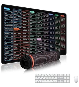 ShopyTech Excel Kısayol Mouse Pad 80×30 cm Büyük Boy Kaymaz Taban Su Geçirmez Dikişli Kenar Word/Ex