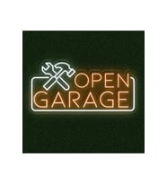 OPEN GARAGE Yazılı ve Şekilli Neon Tabela