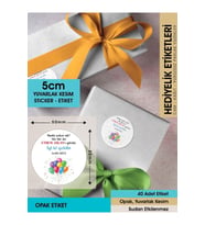Balonlu Konsept, Hediyelik Etiket 5cm - 40 Adet Opak Etiket